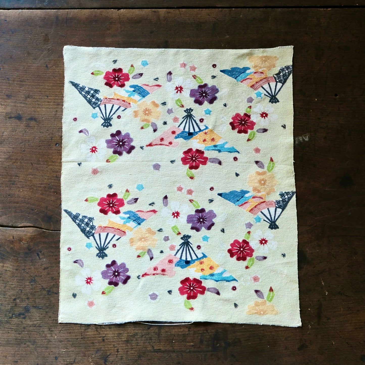 Vintage Japanese kimono silk textile Ryukyu Bingata okinawa Japanese folding fan sensu pattern(b-22)