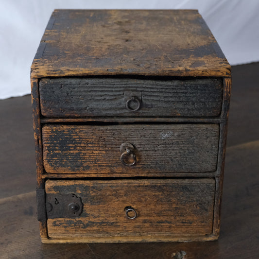 Japanese wooden stationery chest c-12, front view