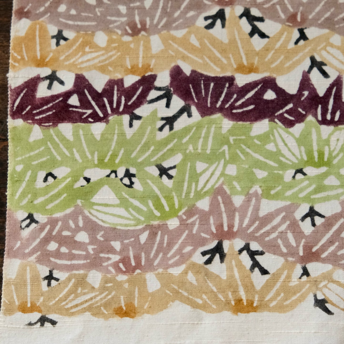 Vintage Japanese kimono silk textile Ryukyu Bingata Okinawa bamboo wave pattern (b-34)