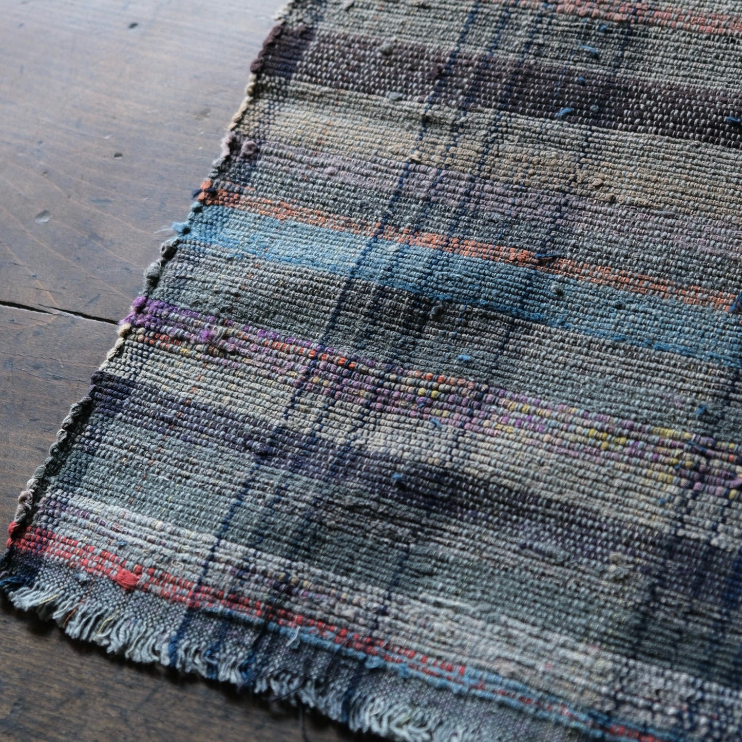 Vintage Japanese Sakiori rug mini textile art(b-12)