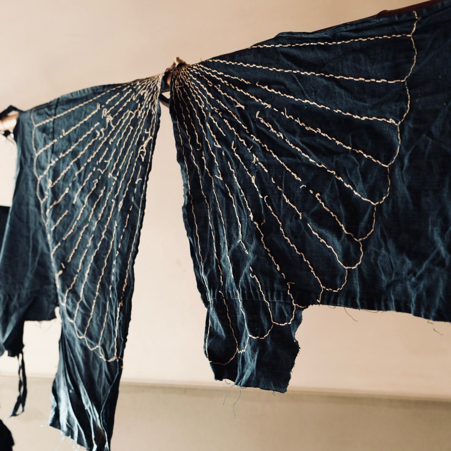 Vintage Japanese indigo-dyed Sashiko fragments 2pset