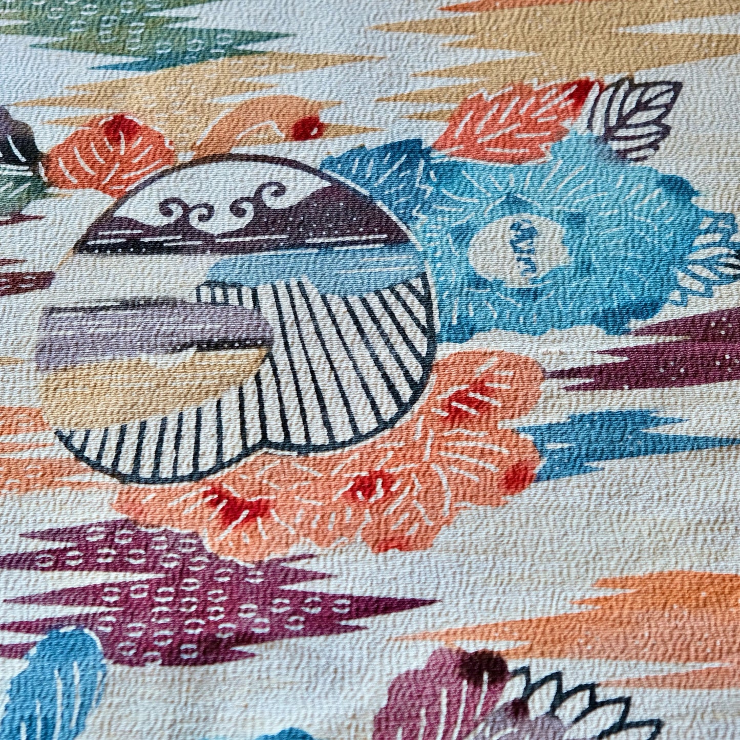 Vintage Japanese kimono silk textile ryukyu bingata okinawa Japanese Heaven pattern(b-26)