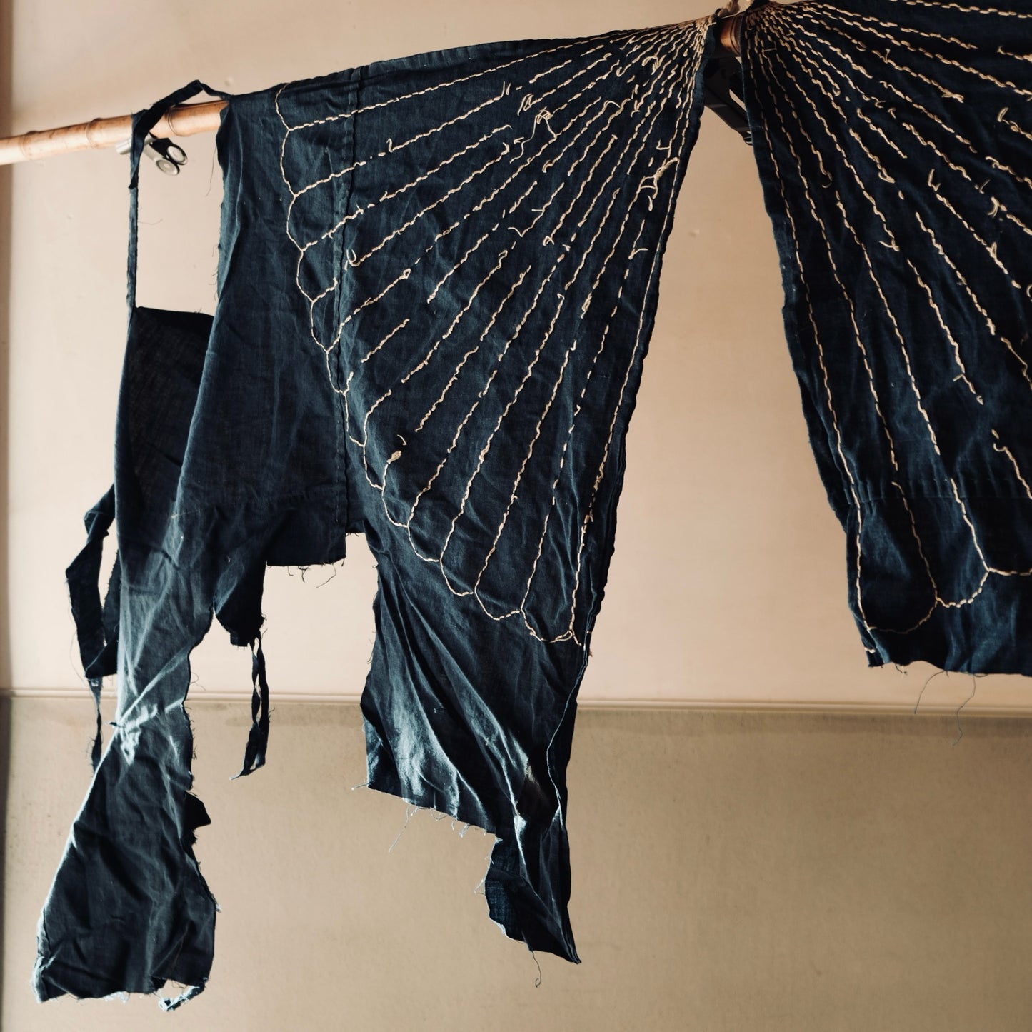 Vintage Japanese indigo-dyed Sashiko fragments 2pset