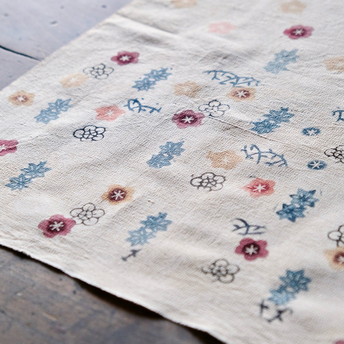 Vintage Japanese kimono silk textile Ryukyu Bingata okinawa Japanese small plum blossoms(b-19)