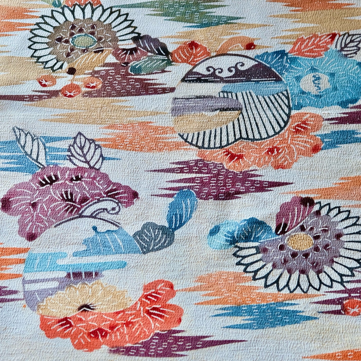 Vintage Japanese kimono silk textile ryukyu bingata okinawa Japanese Heaven pattern(b-26)