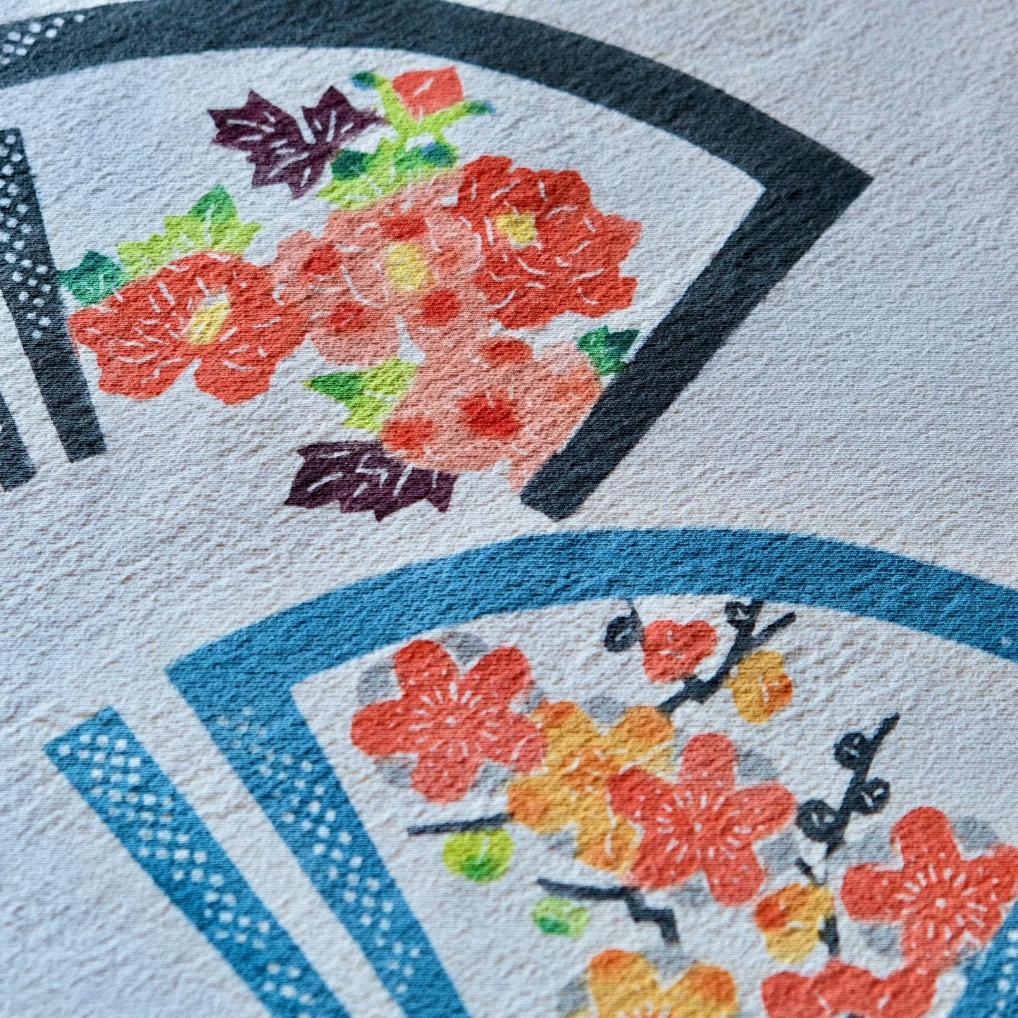 Vintage Japanese kimono silk textile ryukyu bingata okinawa Japanese folding fan sensu pattern(b-25)