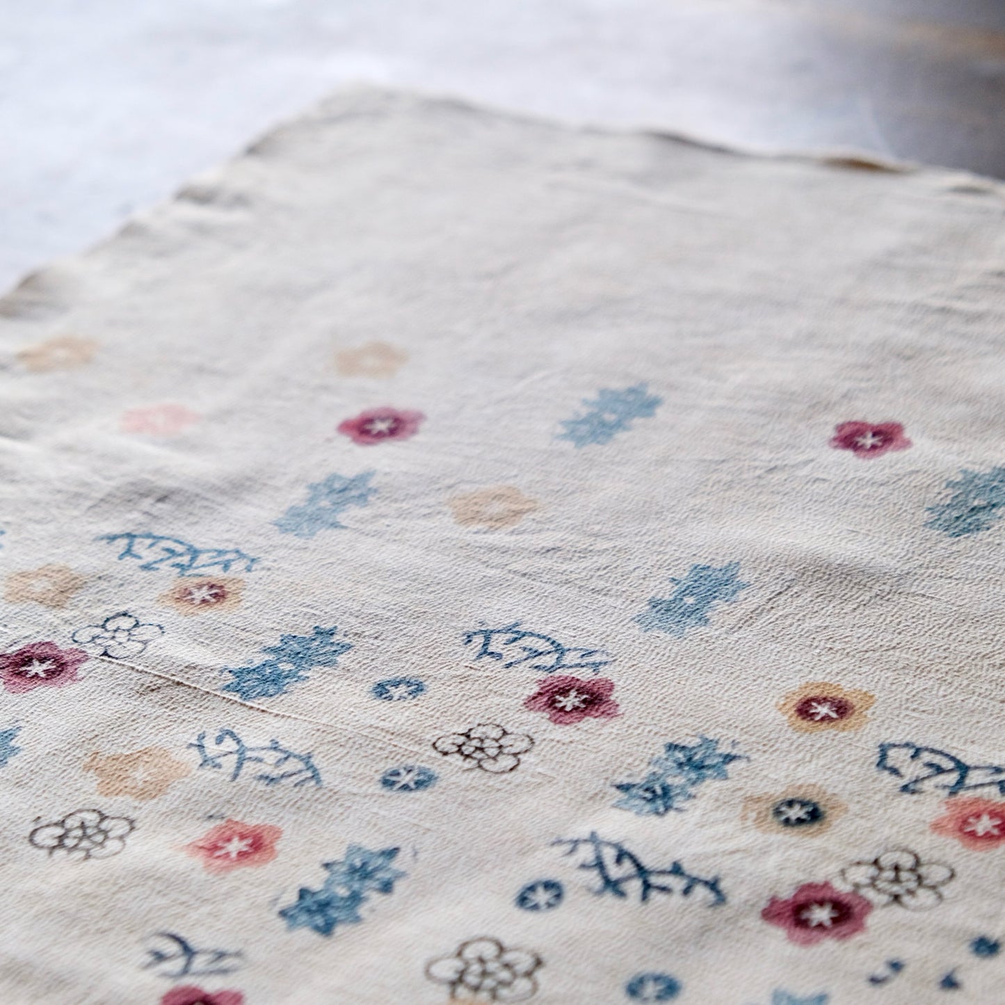 Vintage Japanese kimono silk textile Ryukyu Bingata okinawa Japanese small plum blossoms(b-19)