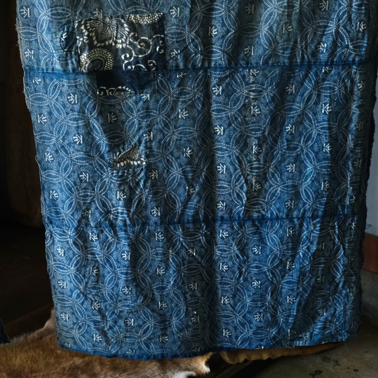 Vintage Japanese BORO Sashiko Katazome indigo dyeing (two pieces)