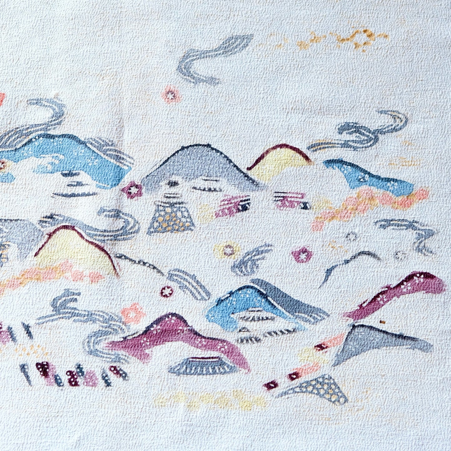 Vintage Japanese kimono silk textile Ryukyu Bingata Okinawa Japan scenery (b-20)