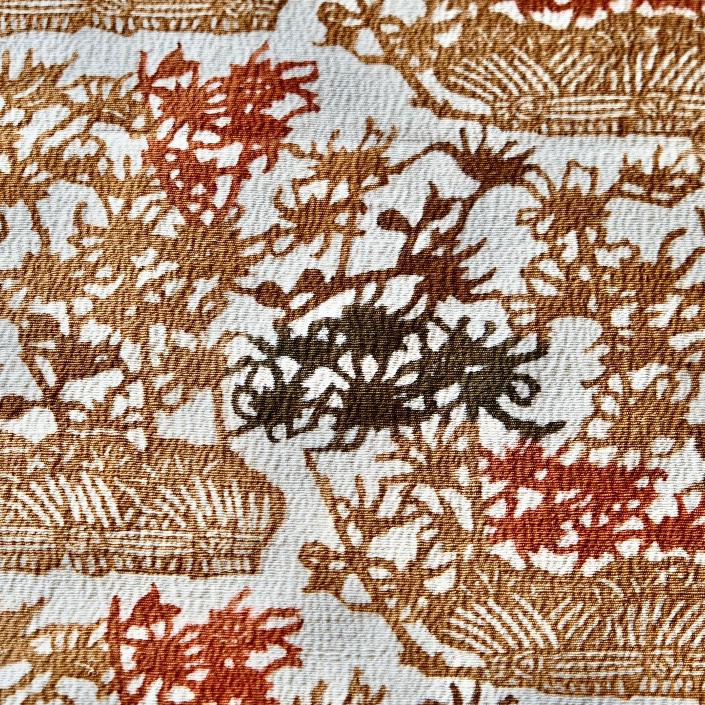 Vintage Japanese kimono silk textile Ryukyu Bingata okinawa cluster amaryllis earth tones(b-32)