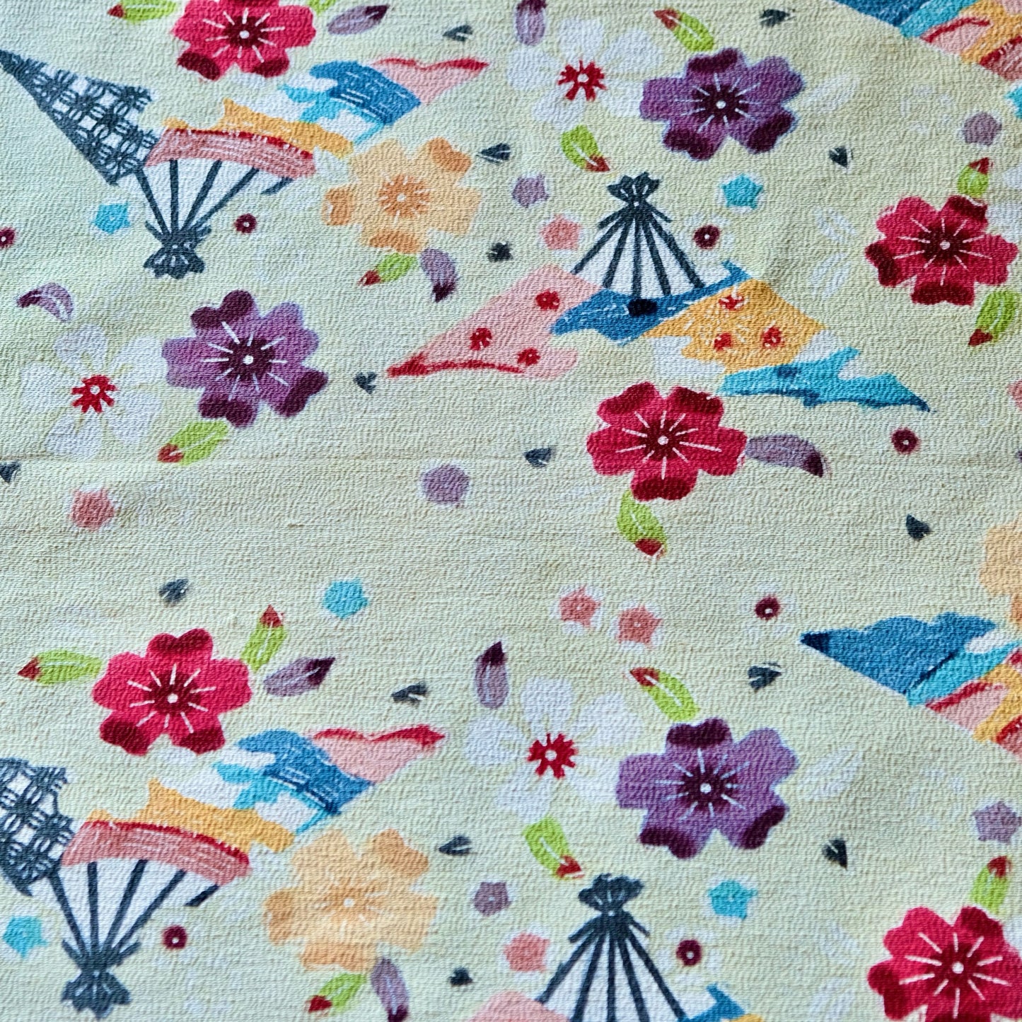 Vintage Japanese kimono silk textile Ryukyu Bingata okinawa Japanese folding fan sensu pattern(b-22)