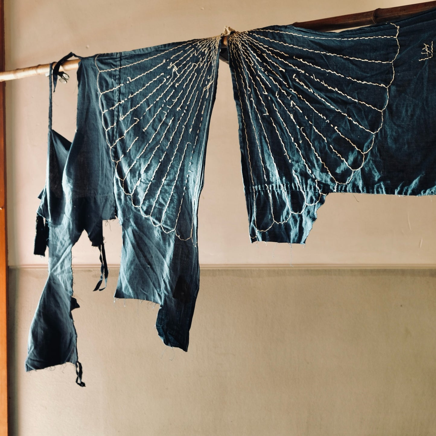 Vintage Japanese indigo-dyed Sashiko fragments 2pset