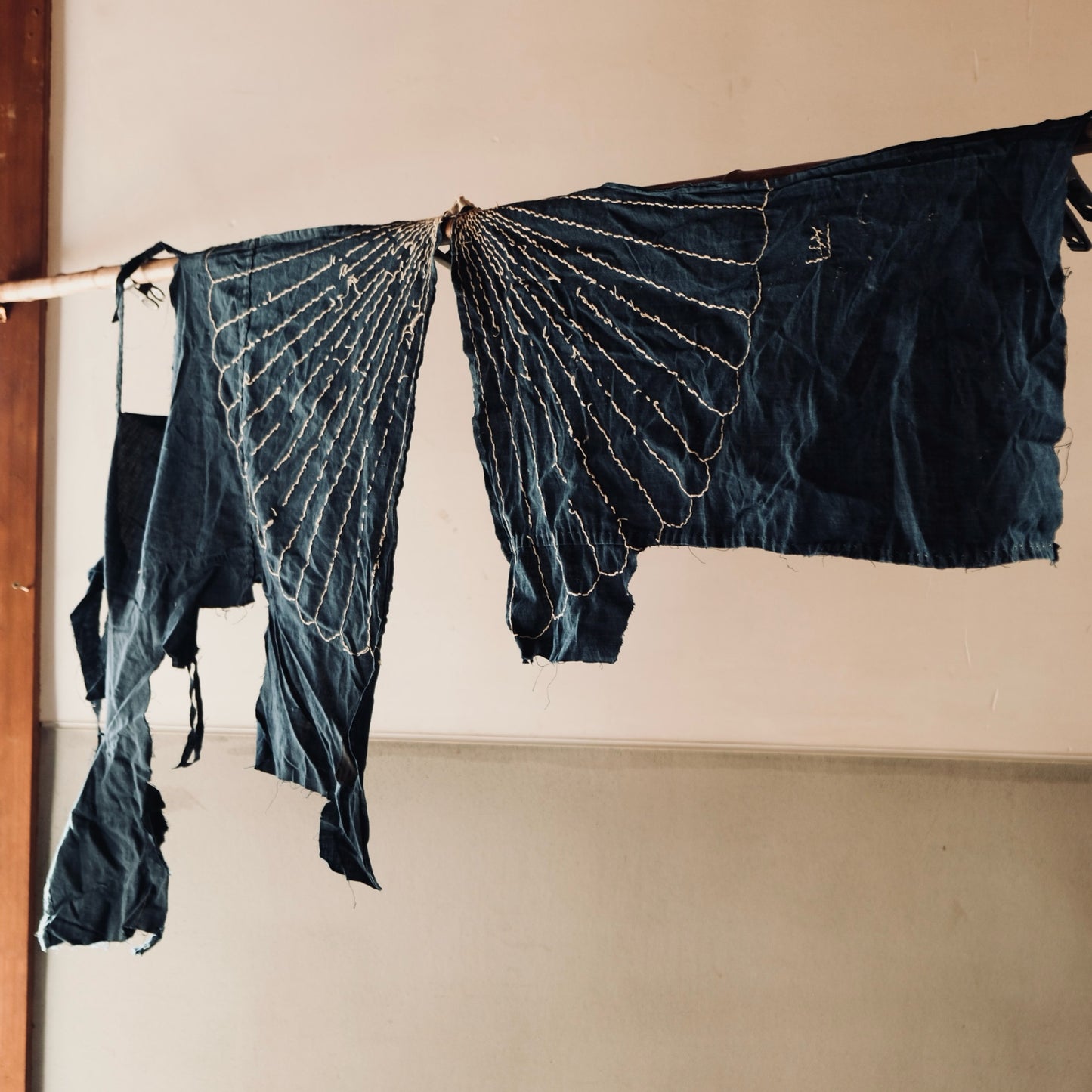 Vintage Japanese indigo-dyed Sashiko fragments 2pset