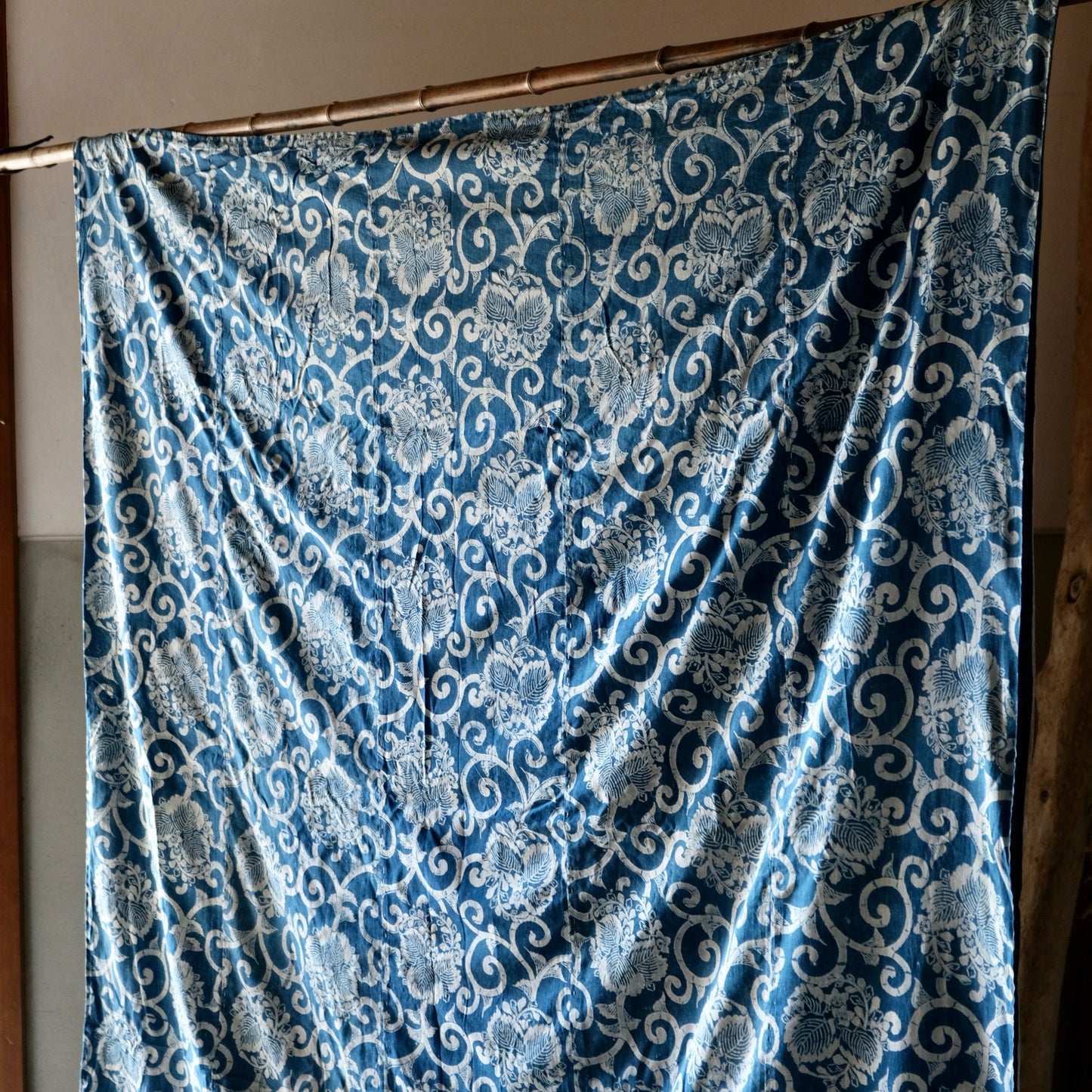 Vintage Japanese Katazome rug sashiko aizome reversible stripe(b-49)
