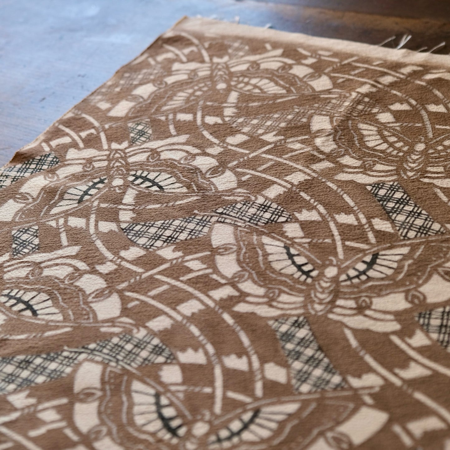 Vintage Japanese kimono silk textile ryukyu bingata okinawa butterfly(b-29)