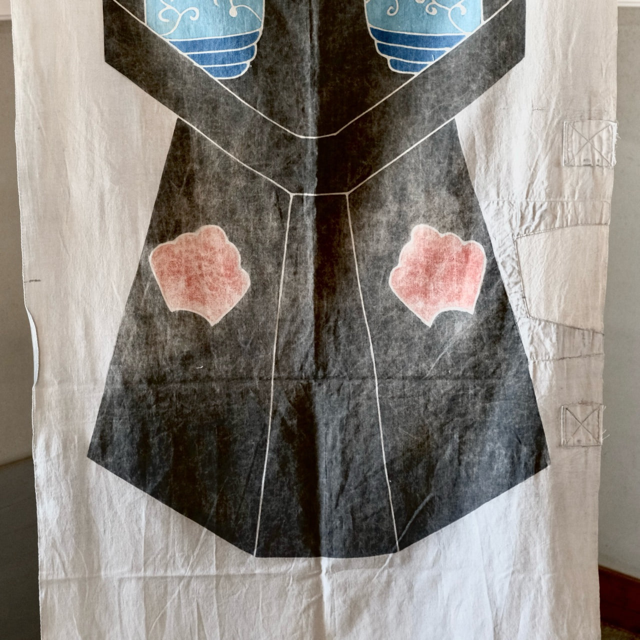 Vintage Japanese Boro Tsutsugaki Fabric flag banner big