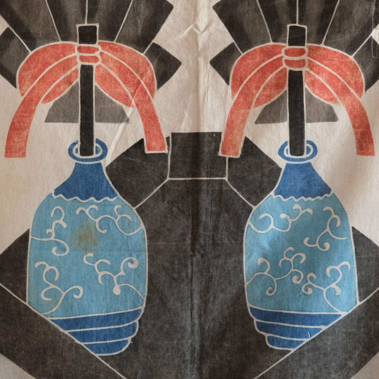 Vintage Japanese Boro Tsutsugaki Fabric flag banner big