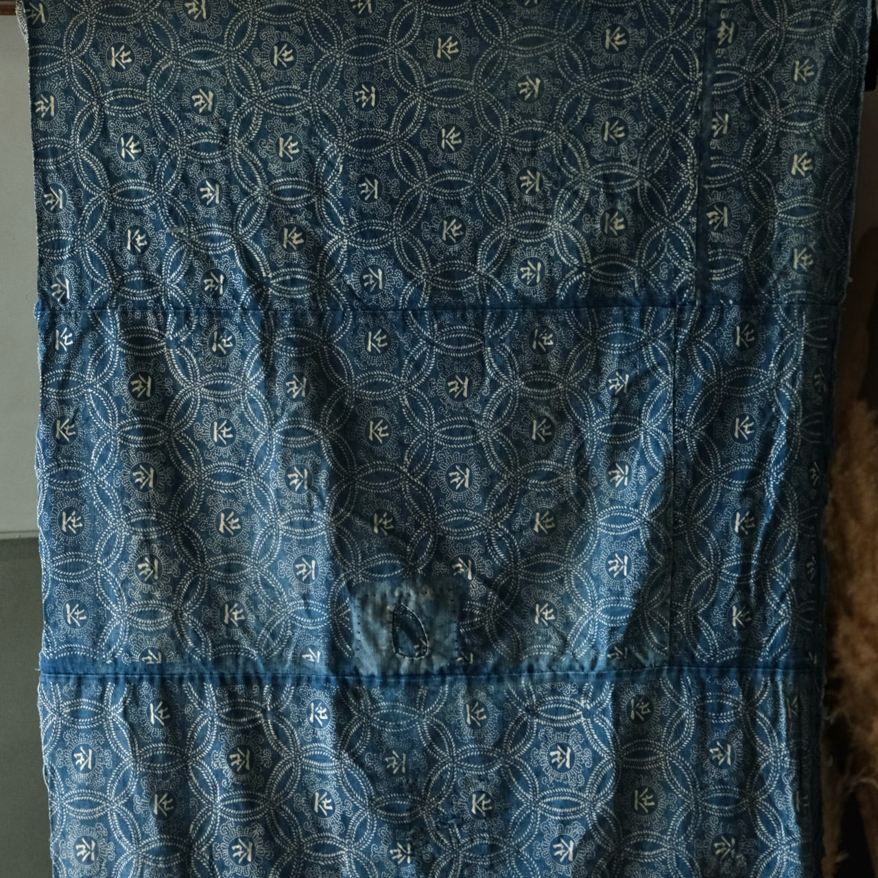 Vintage Japanese BORO Sashiko Katazome indigo dyeing (two pieces)