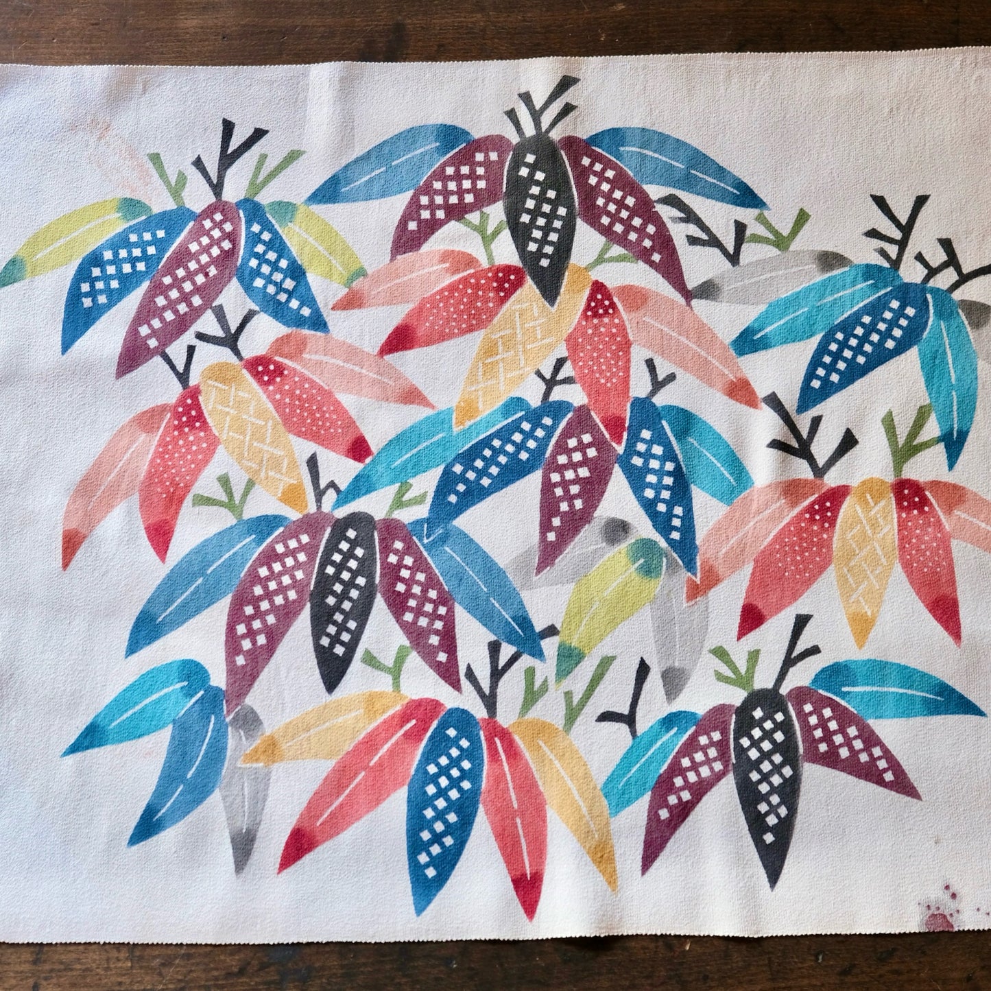 Vintage Japanese kimono silk textile ryukyu bingata okinawa Japanese bamboo-leaf(b-24)