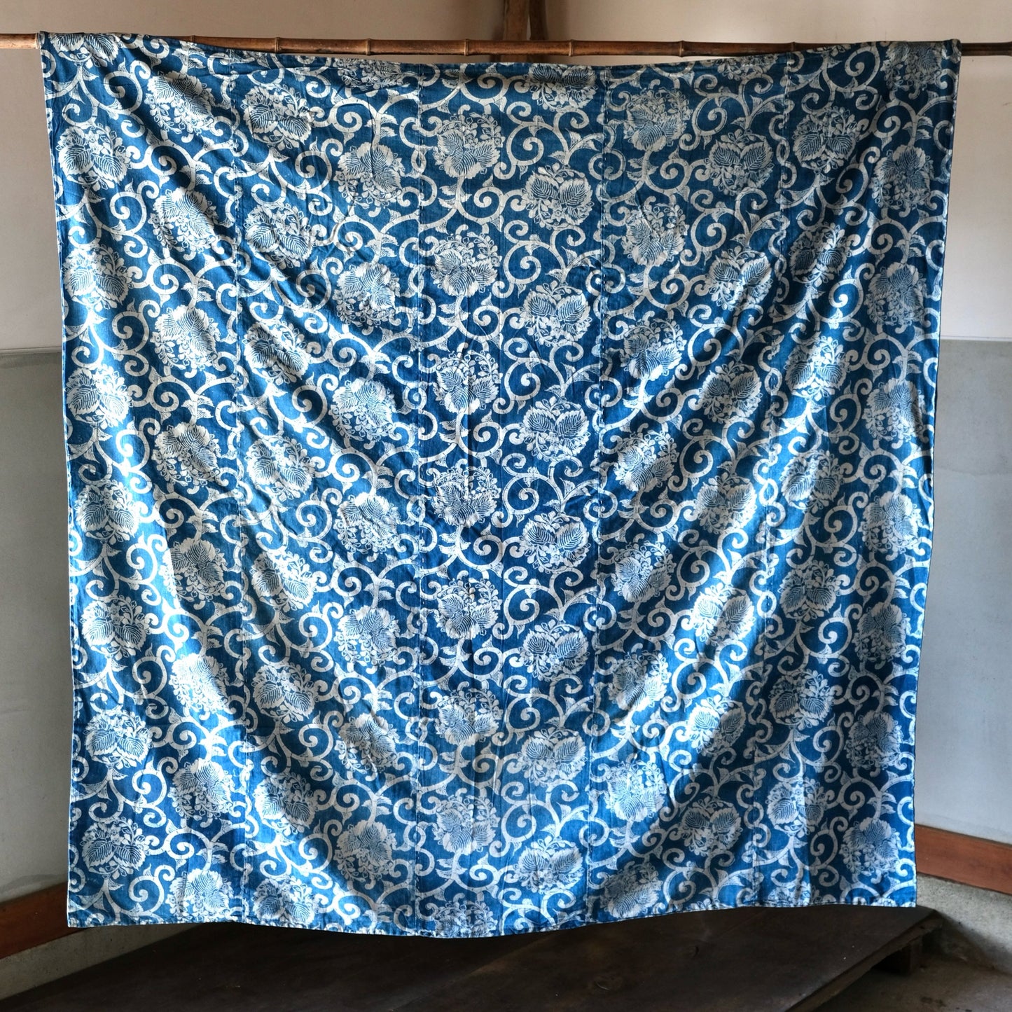 Vintage Japanese Katazome rug sashiko aizome reversible stripe(b-49)