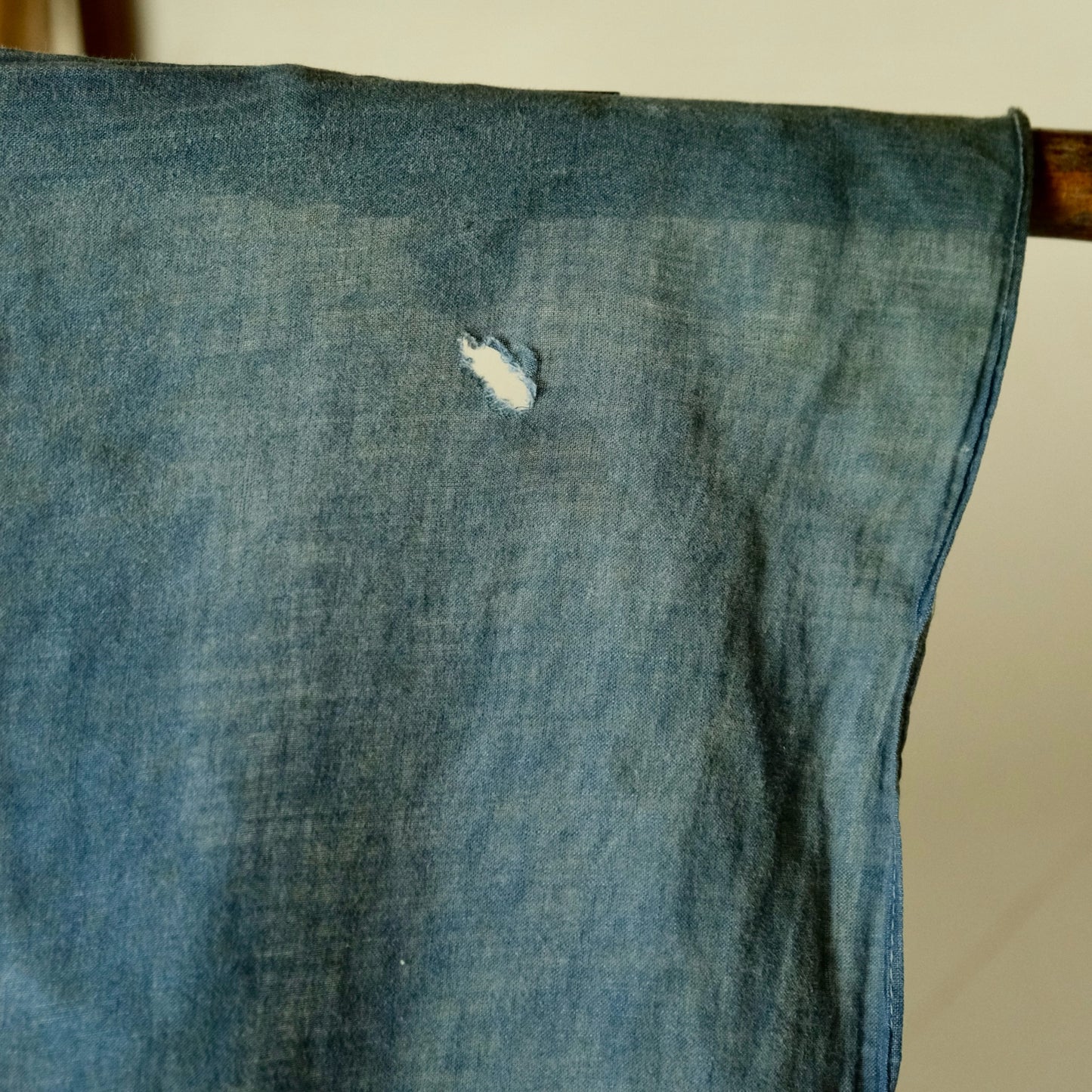 Vintage Japanese Furoshiki family crest indigo dyed cotton textile tapestry Japanese bellflower(b-52)