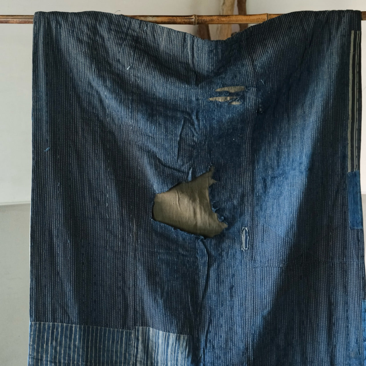 Vintage Japanese BORO rug Sashiko indigo dyeing