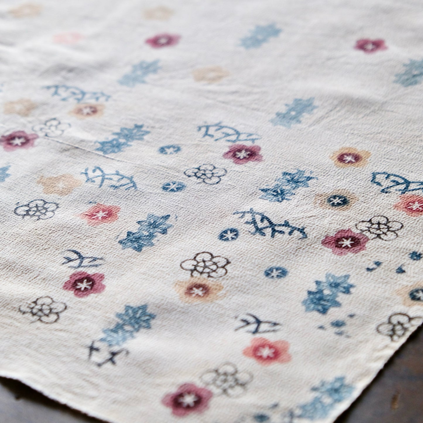 Vintage Japanese kimono silk textile Ryukyu Bingata okinawa Japanese small plum blossoms(b-19)