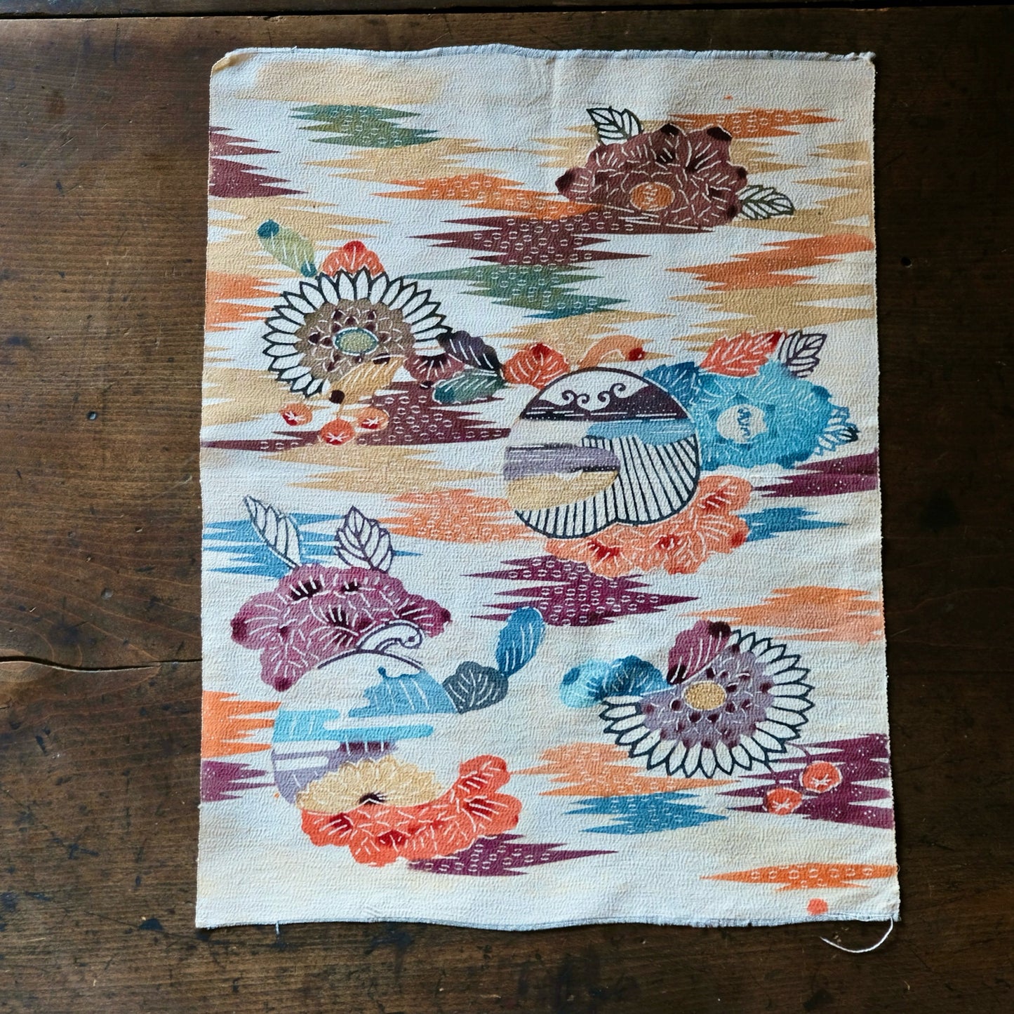 Vintage Japanese kimono silk textile ryukyu bingata okinawa Japanese Heaven pattern(b-26)