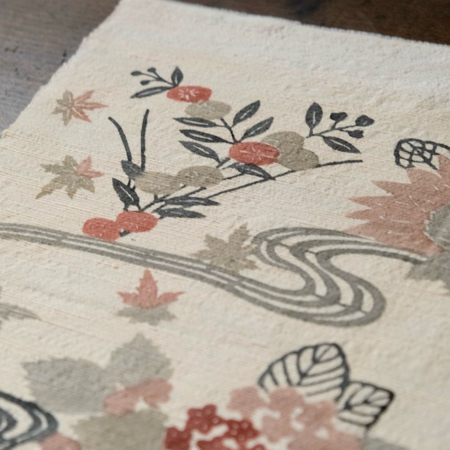 Vintage Japanese kimono silk textile Ryukyu Bingata Okinawa hydrangea (b-35)