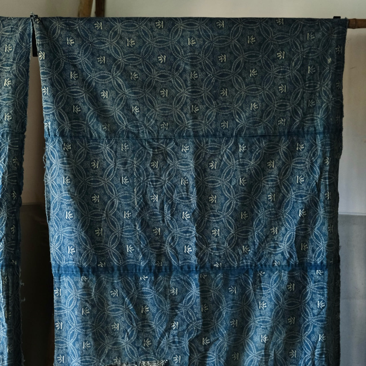 Vintage Japanese BORO Sashiko Katazome indigo dyeing (two pieces)