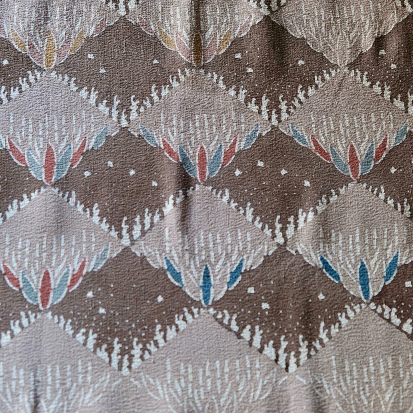 Vintage Japanese kimono silk textile ryukyu bingata okinawa Japanese bamboo-leaf brown(b-23)
