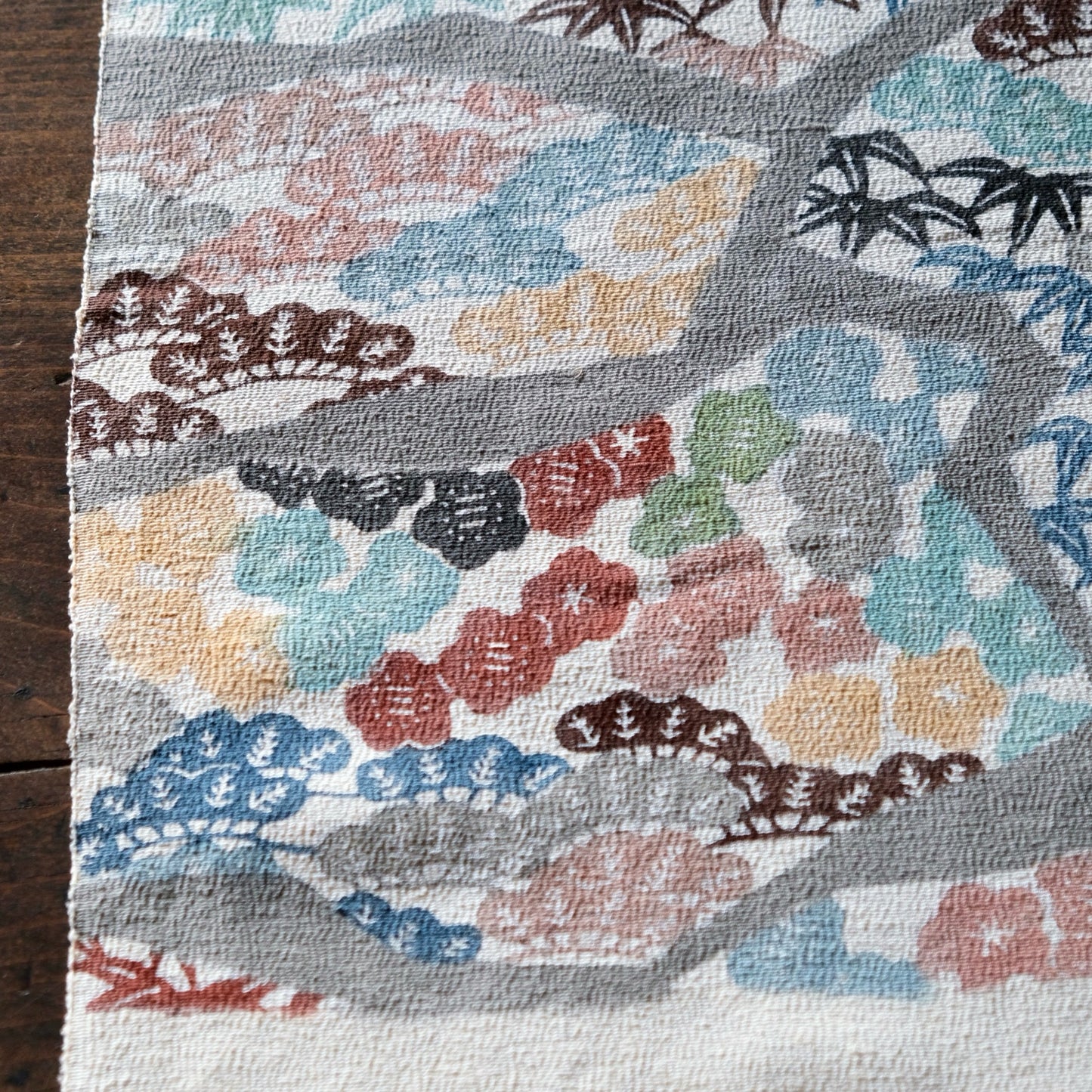 Vintage Japanese kimono silk textile Ryukyu Bingata okinawa Japanese Pine, Bamboo, Plum Blossoms(b-17)