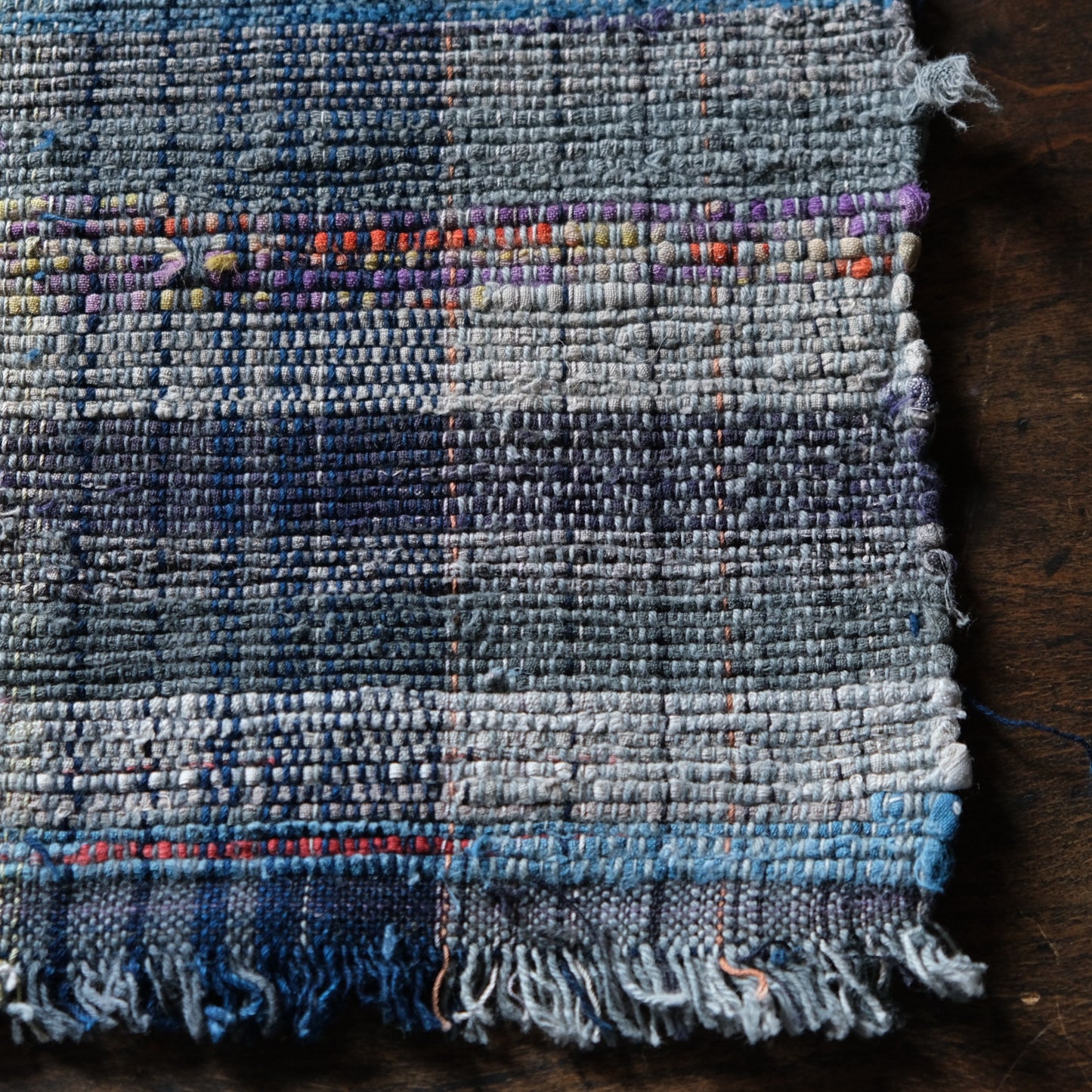 Vintage Japanese Sakiori rug mini textile art(b-12)