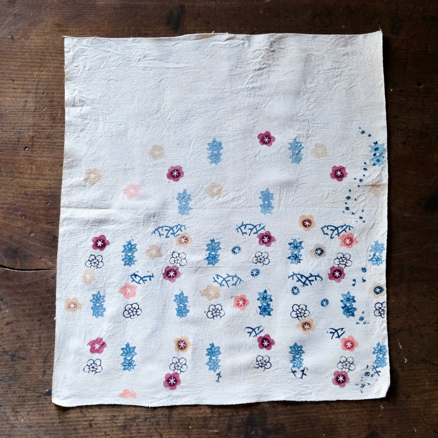 Vintage Japanese kimono silk textile Ryukyu Bingata okinawa Japanese small plum blossoms(b-19)