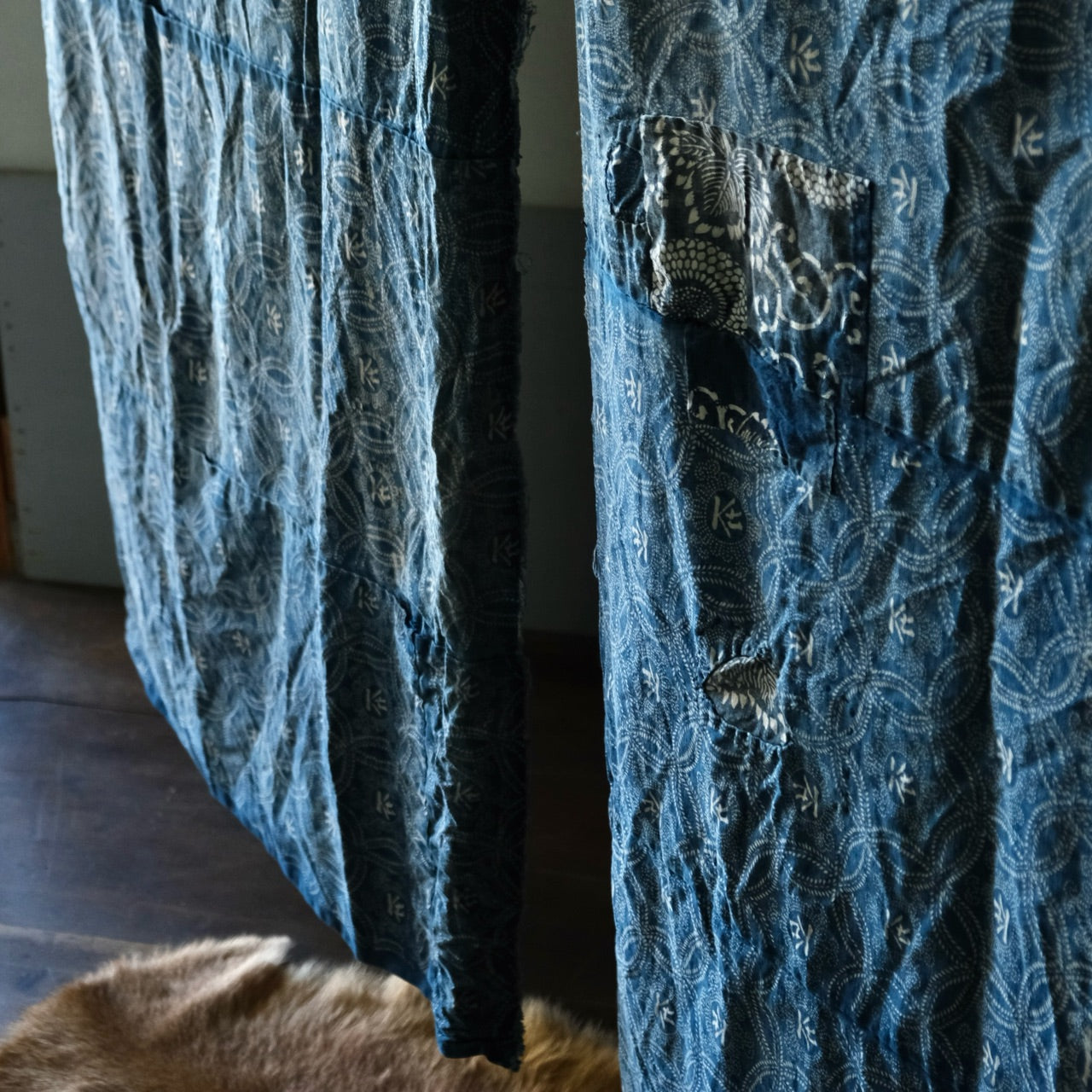 Vintage Japanese BORO Sashiko Katazome indigo dyeing (two pieces)