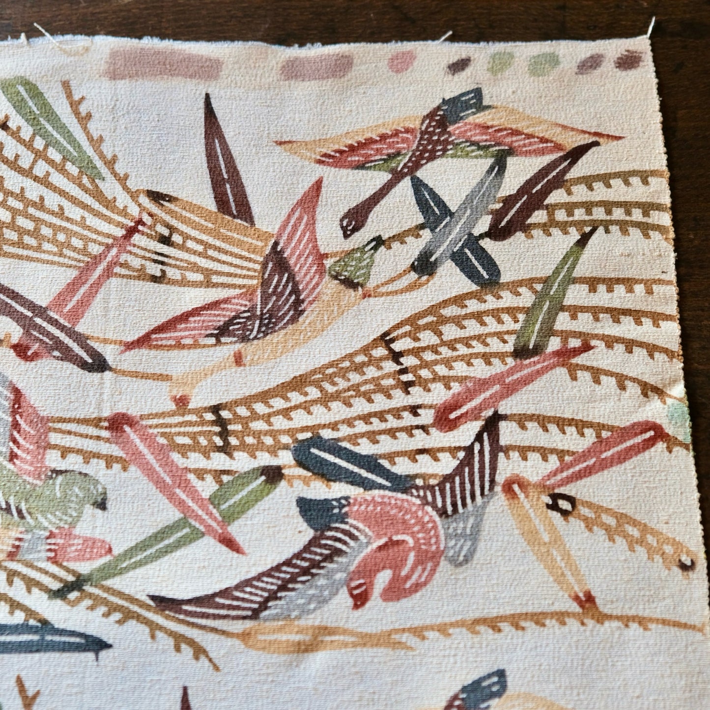 Vintage Japanese kimono silk textile ryukyu bingata okinawa wild geese earth colors(b-31)