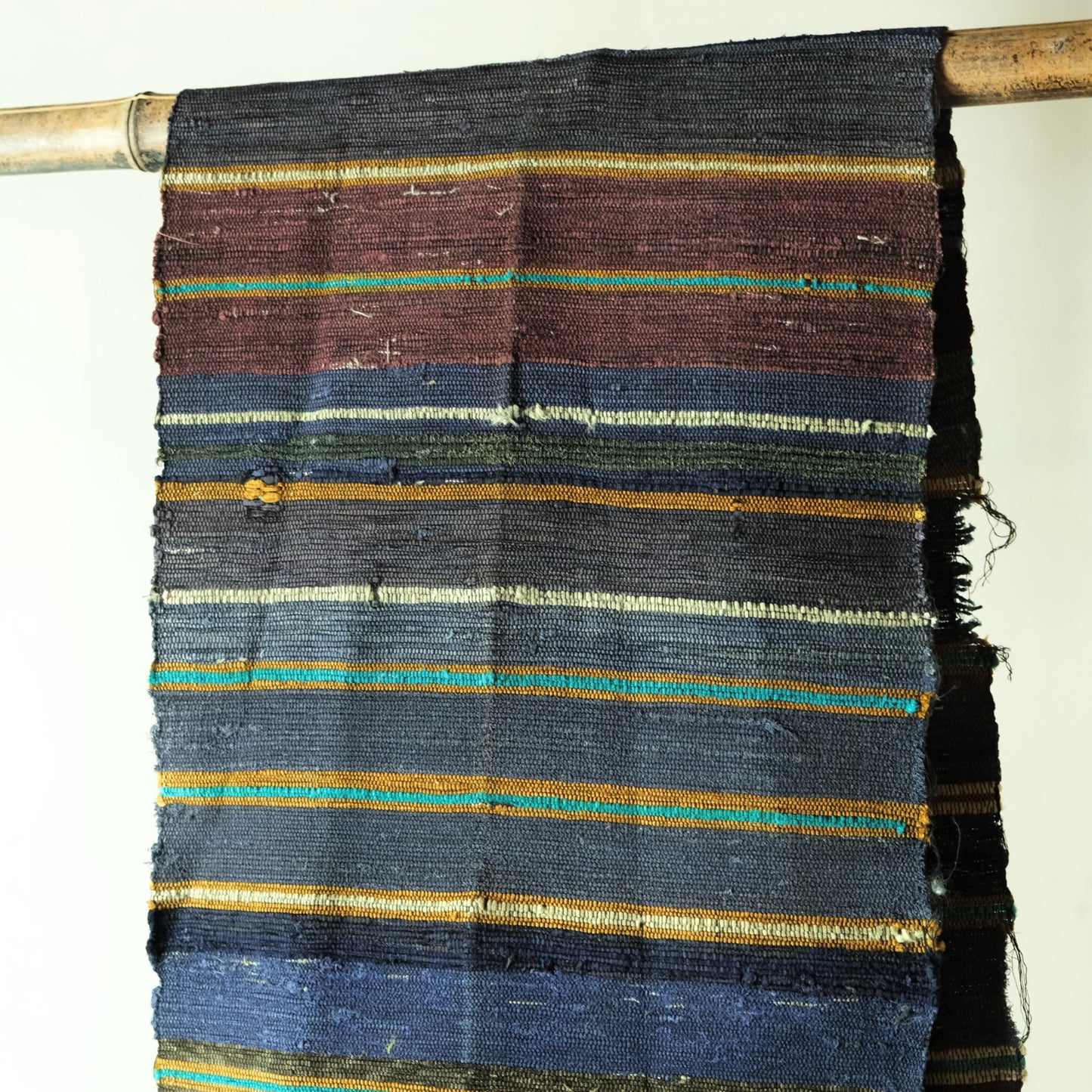 Vintage Japanese silk Sakiori super long rug textile art table runner bet runner(b-54)