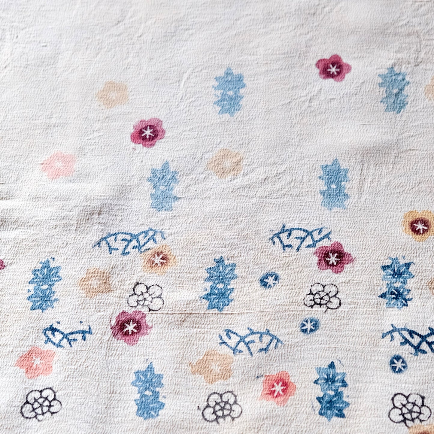 Vintage Japanese kimono silk textile Ryukyu Bingata okinawa Japanese small plum blossoms(b-19)