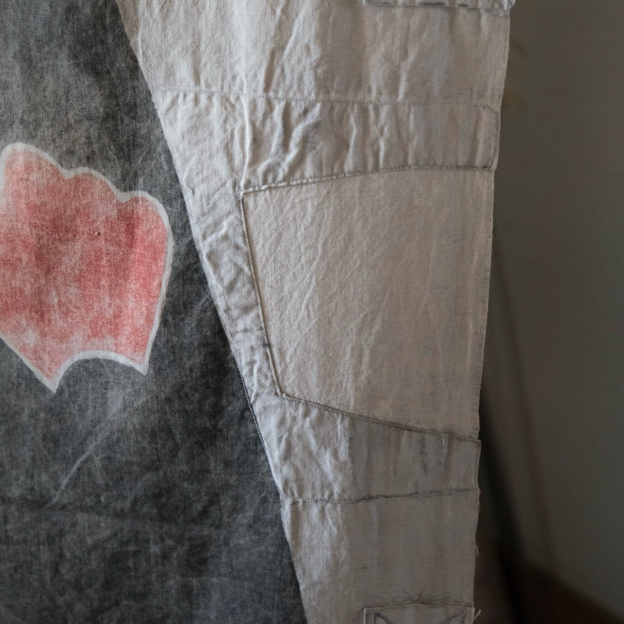 Vintage Japanese Boro Tsutsugaki Fabric flag banner big