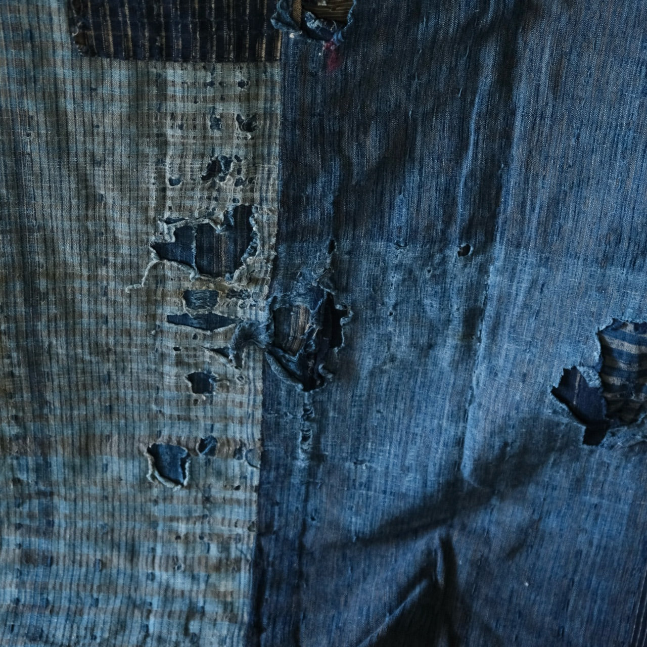 Vintage Japanese BORO rug Sashiko indigo dyeing
