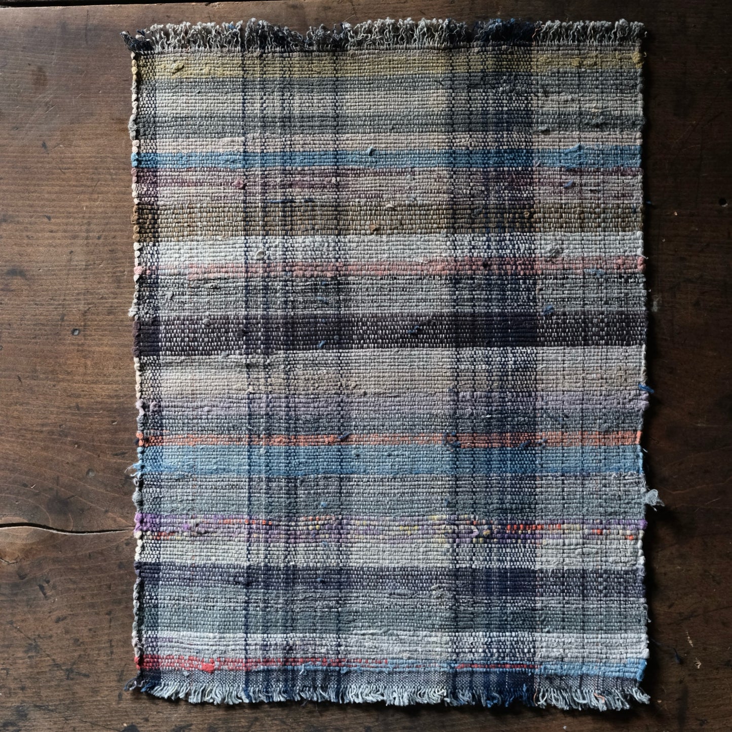 Vintage Japanese Sakiori rug mini textile art(b-12)