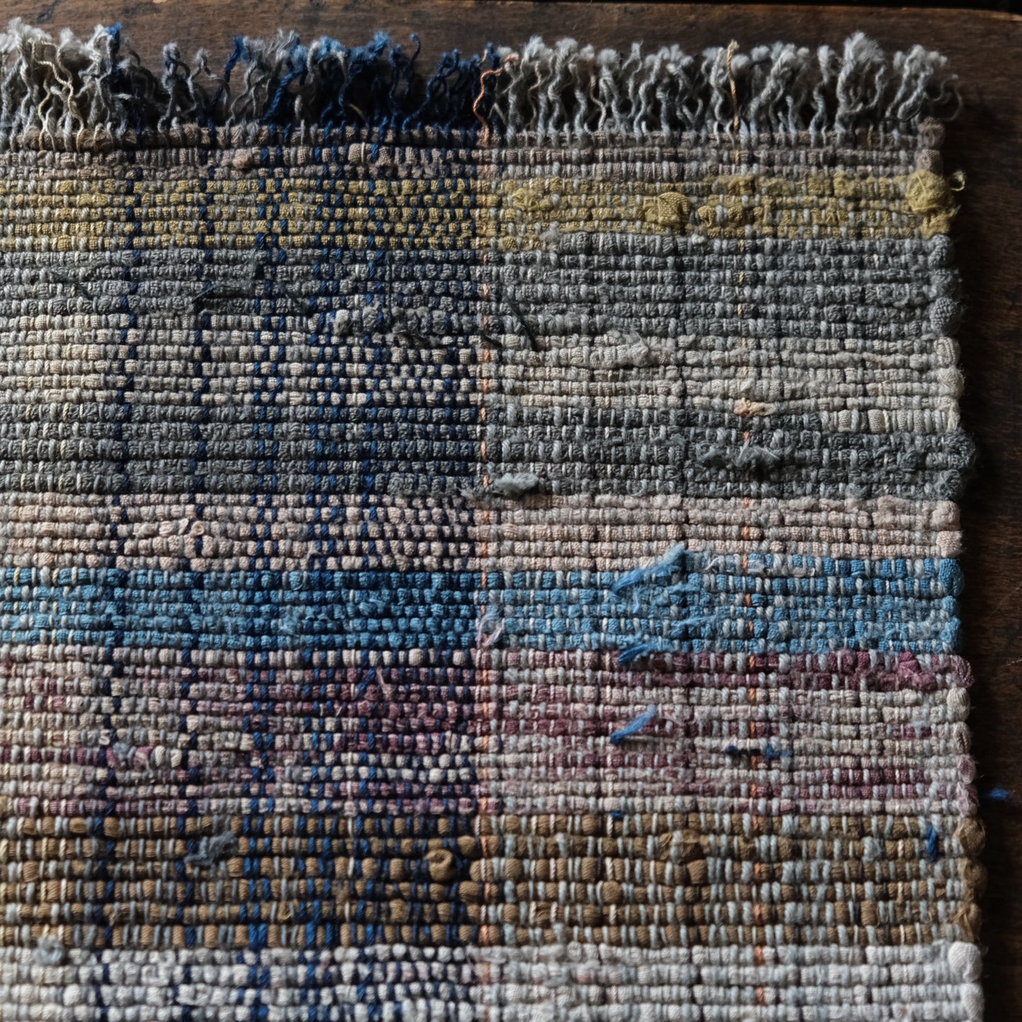 Vintage Japanese Sakiori rug mini textile art(b-12)
