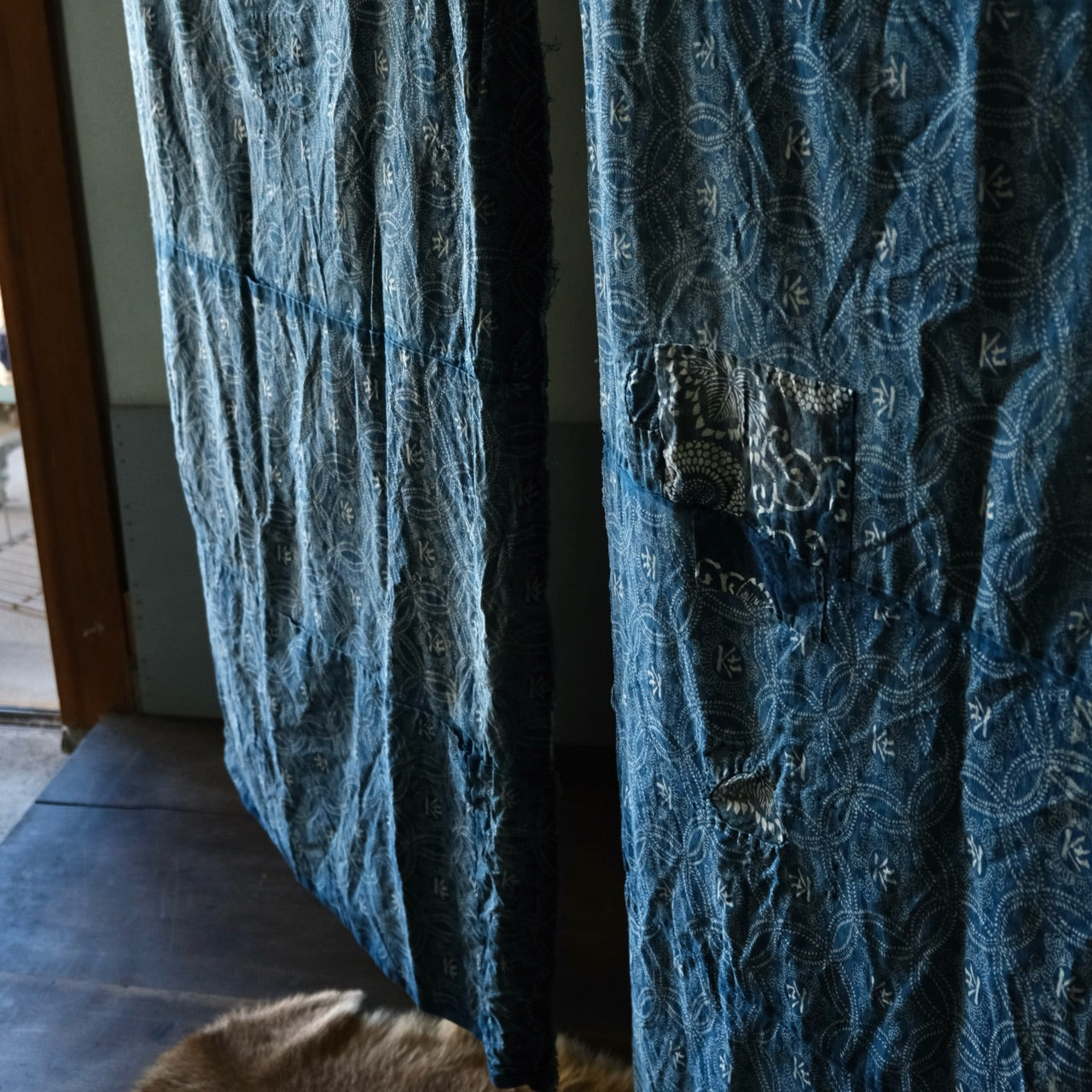 Vintage Japanese BORO Sashiko Katazome indigo dyeing (two pieces)