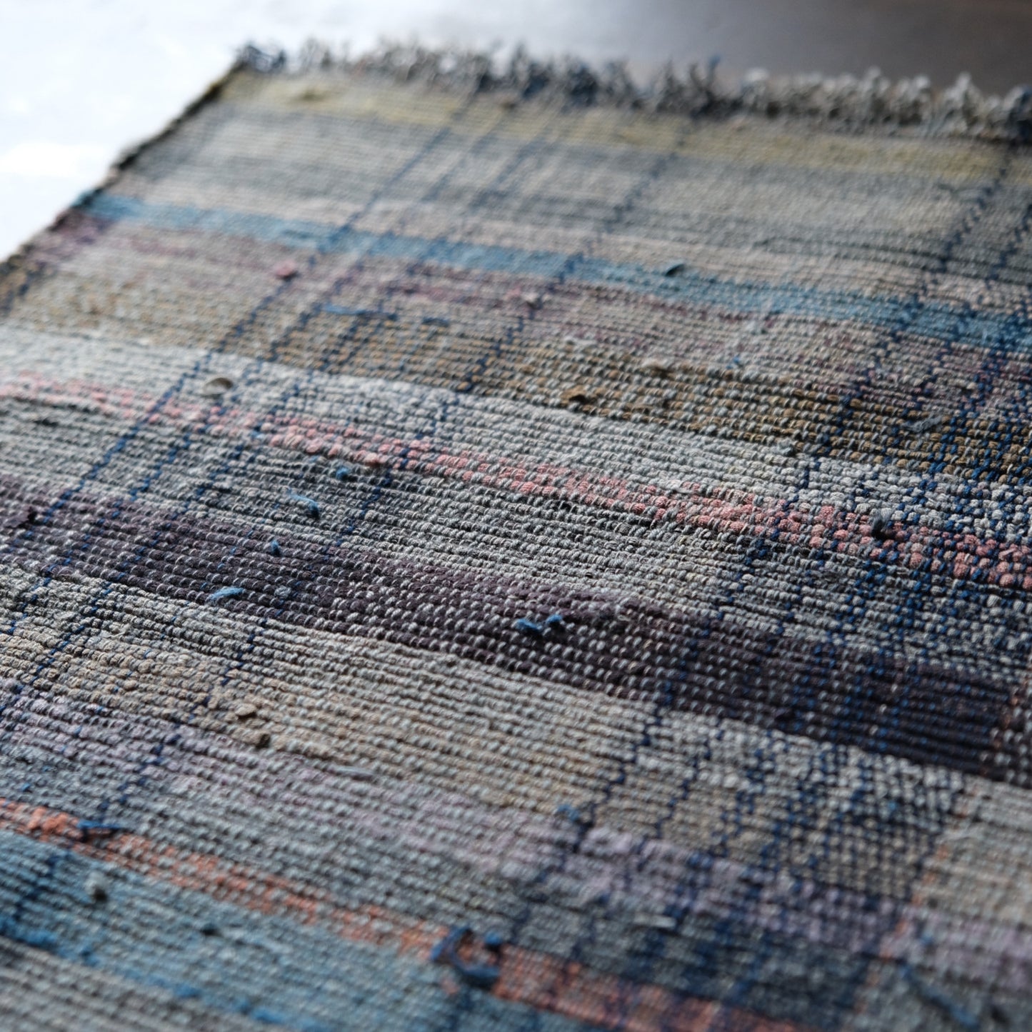 Vintage Japanese Sakiori rug mini textile art(b-12)