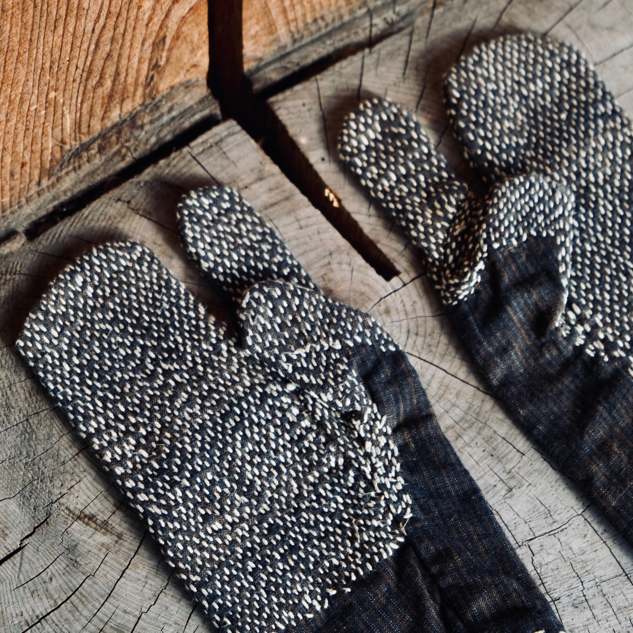 Vintage japanese  sashiko boro fireman's gloves