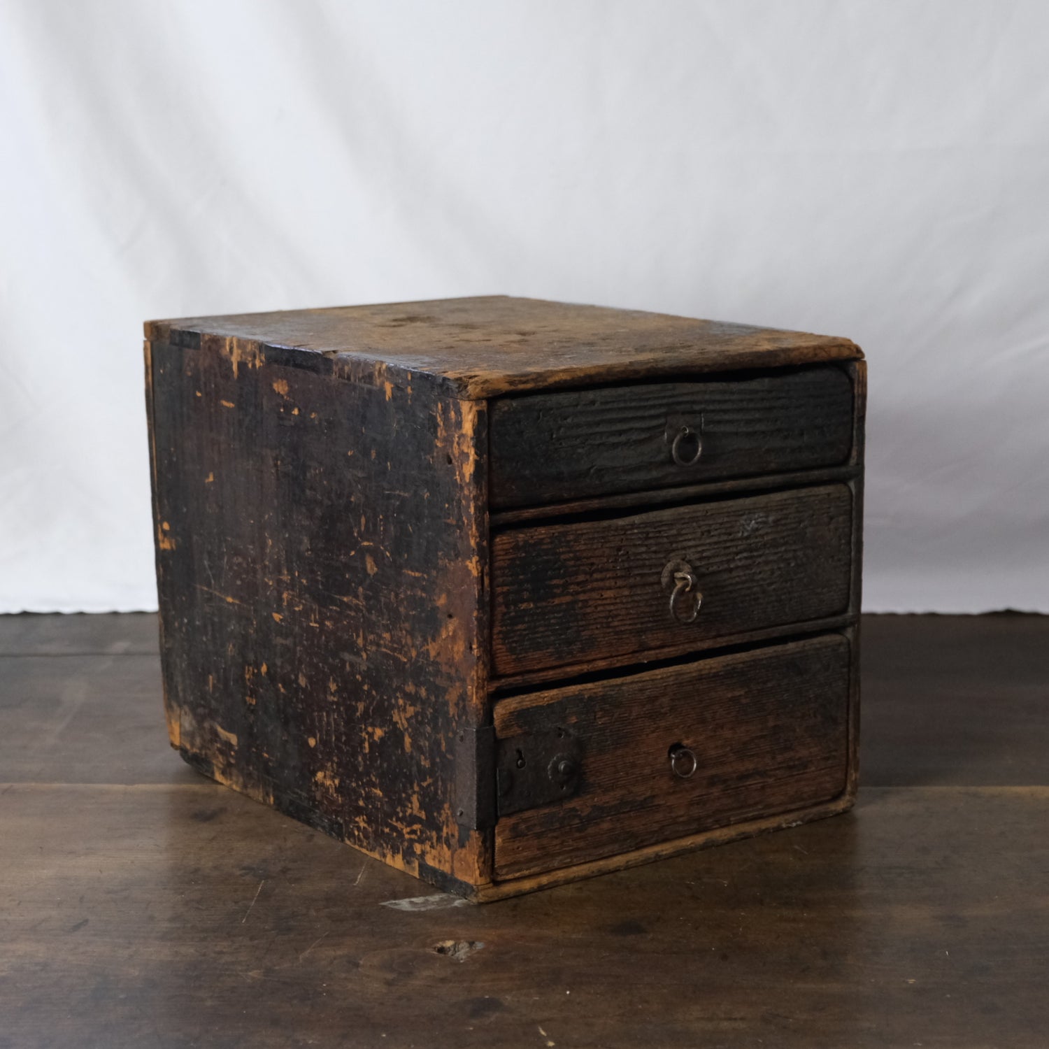 Japanese wooden stationery chest c-12, opposite angled view