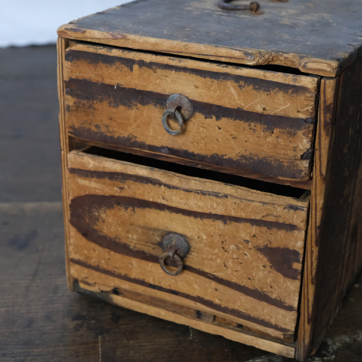 Antique Japanese portable two-drawer chest (c-1), view 8 — unedited original photo