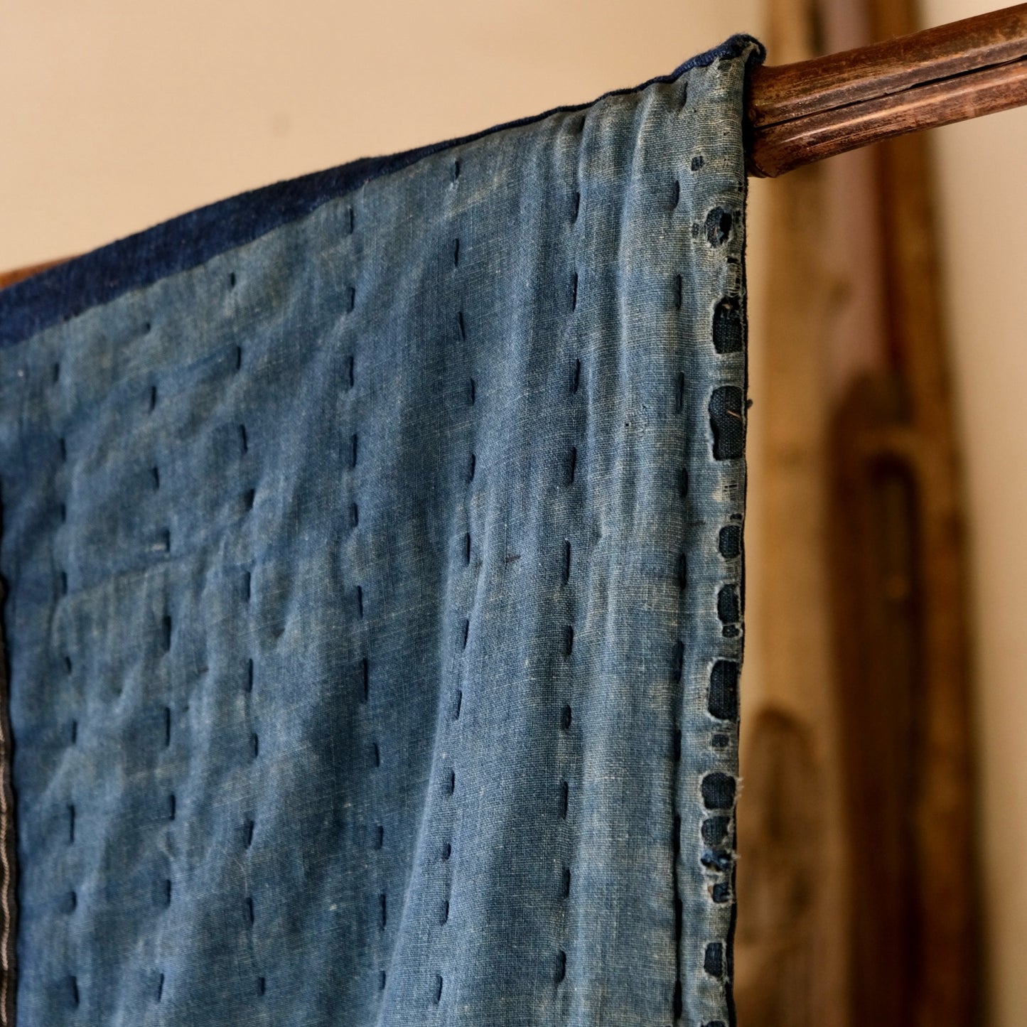 Vintage Japanese  Boro Sashiko Rug Rare Antique aizome (b-50)