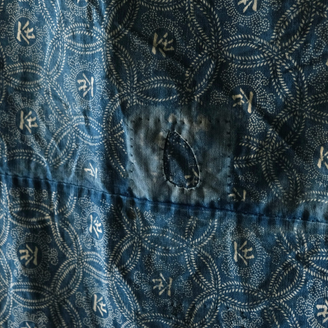 Vintage Japanese BORO Sashiko Katazome indigo dyeing (two pieces)