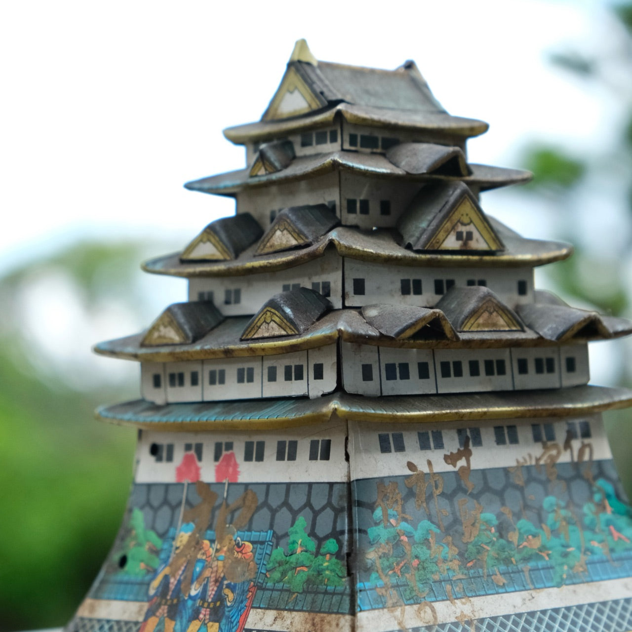 Vintage Japanese tin toy castle bank box/savings box